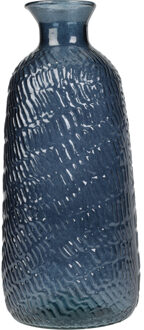 H&S Collection Bloemenvaas Livorno - Gerecycled glas - blauw transparant - D13 x H31 cm