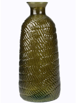 H&S Collection Bloemenvaas Livorno - Gerecycled glas - donkergroen transparant - D13 x H31 cm