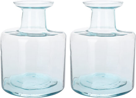 H&S Collection Bloemenvaas Umbrie - 2x - Gerecycled glas - transparant - D15 x H21 cm