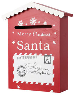 H&S Collection Brievenbus/mailbox - van de kerstman - rood - 30 x 20 x 7 cm - Santa