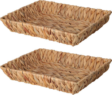 H&S Collection Broodmand - 2x - gevlochten riet - naturel - 33 x 25 x 6 cm - broodmand Bruin