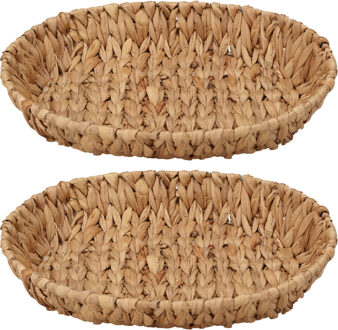 H&S Collection Broodmand - 2x - gevlochten riet - naturel - 35 x 28 x 6 cm