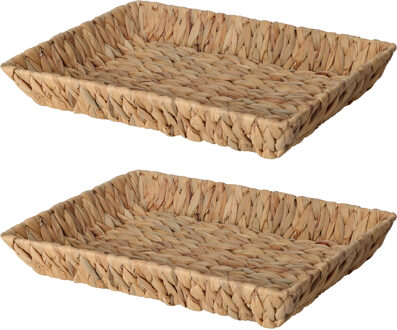 H&S Collection Broodmand - 2x - gevlochten riet - naturel - 38 x 28 x 6 cm