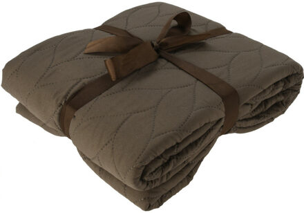 H&S Collection Deken / dekentje - polyester - taupe - plaid - 200 x 220 cm - bank/bed - Plaids Bruin