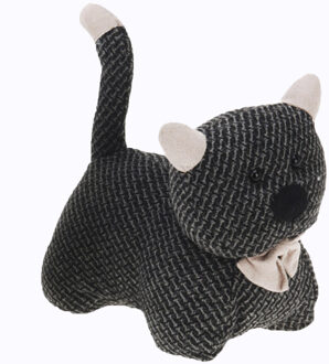 H&S Collection Deurstopper 1 kilo gewicht - kat/poes - donkergrijs - 17 cm