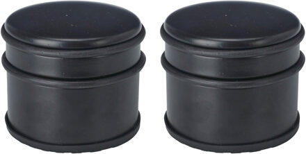 H&S Collection Deurstopper - 2x - rond - RVS - mat zwart - 9 x 9 x 7.5 cm - 1 kilo gewicht