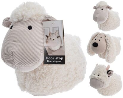 H&S Collection Deurstopper - schaap - wit - 27 x 17 x 18 cm - polyester - dieren thema deurstoppers
