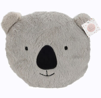 H&S Collection Dieren sierkussen kinderkamer - grijze koala - 32 x 27 cm - polyester - Sierkussens Grijs