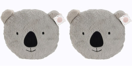 H&S Collection Dieren sierkussens kinderkamer - 2x - grijze koala - 32 x 27 cm - polyester - Sierkussens Grijs