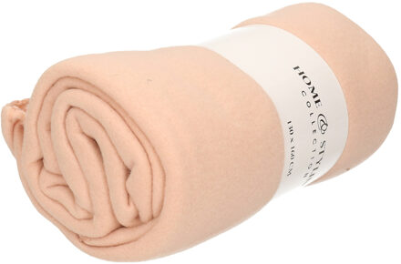 H&S Collection Fleece deken - polyester - koraal roze - 130 x 160 cm
