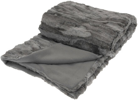 H&S Collection Fleece deken - titanium grijs - 125 x 150 cm - polyester - plaid - dekentje