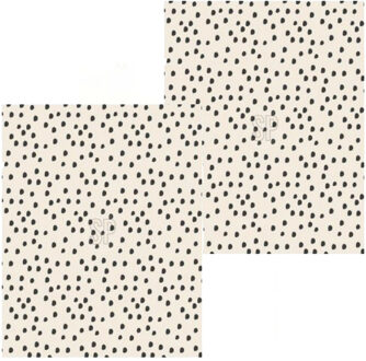 H&S Collection Fleece dekens/plaids - 2x - beige met stippen - 130 x 170 cm