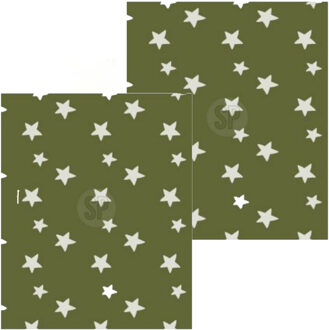 H&S Collection Fleece dekens/plaids - 2x - marine groen met sterren - 130 x 170 cm