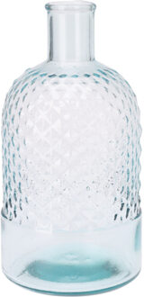 H&S Collection Fles Bloemenvaas Salerno - Gerecycled glas - transparant - D12 x H23 cm - Vazen