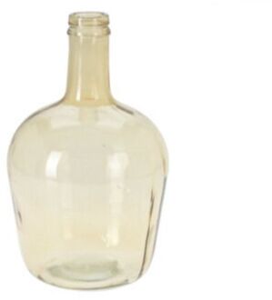 H&S Collection Fles Bloemenvaas San Remo - Gerecycled glas - geel transparant - D19 x H30 cm - Vazen