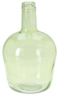 H&S Collection Fles Bloemenvaas San Remo - Gerecycled glas - groen transparant - D19 x H30 cm - Vazen
