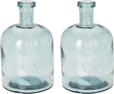 H&S Collection Fles Bloemenvaas Umbrie - 2x - Gerecycled glas - transparant - D15 x H24 cm - Vazen