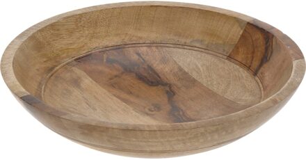 H&S Collection Fruitschaal/fruitmand - donker mangohout - 30 x 7 cm - serveerschaal