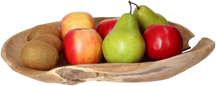 H&S Collection Fruitschaal teak hout rond 37 cm
