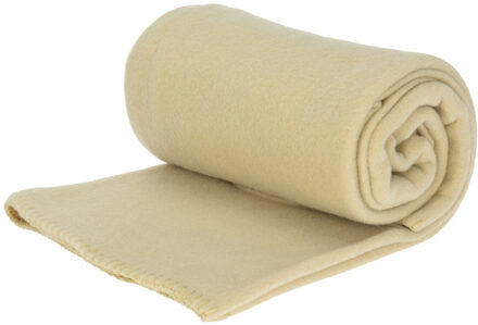 H&S Collection H&S Fleece deken/dekentje/plaid - polyester - creme wit - 125 x 150 cm