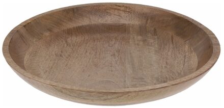 H&S Collection Houten dienblad / kaarsenbord rond 40 cm - Kaarsenplateaus Bruin