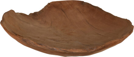 H&S Collection kaarsen plateau - decoratie - teak hout - D30 cm - Decoratieve Schaal (binnen) Bruin