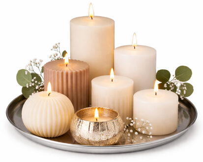 H&S Collection kaarsenplateau Paris - zilver - metaal - D39 cm - kaarsenbord/dienblad