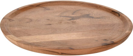 H&S Collection Kaarsenplateau - rond - hout - D28 cm - kaarsenbord