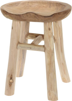 H&S Collection Krukje - teak hout - lichtbruin - D35 x H42 cm