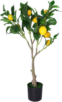 H&S Collection Kunst citrus boom in pot - citroen - 70cm - kunstplant - voor binnen - Kunstplanten Geel