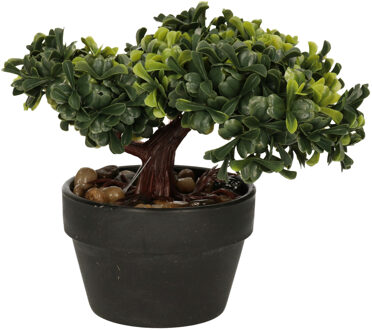 H&S Collection Kunstplant bonsai boompje in pot - Japans decoratie - 19 cm - Type Bright Groen