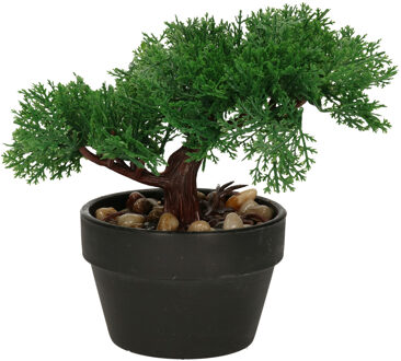H&S Collection Kunstplant bonsai boompje in pot - Japans decoratie - 19 cm - Type Moss Groen