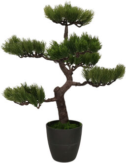 H&S Collection Kunstplant bonsai boompje in pot - Japans decoratie - 50 cm - Type Osaka needle Groen