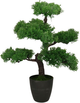 H&S Collection Kunstplant bonsai boompje in pot - Japans decoratie - 50 cm - Type Tokio moss Groen