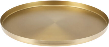 H&S Collection Onderbord/kaarsenbord - serveerschaal - RVS - mat goud - 30 x 1 cm - rond