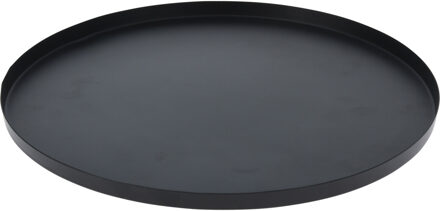 H&S Collection Onderbord/kaarsenbord - serveerschaal - RVS - mat zwart - 30 x 2 cm - rond