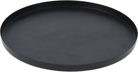 H&S Collection Onderbord/kaarsenbord - serveerschaal - RVS - zwart - 21 x 2 cm - rond