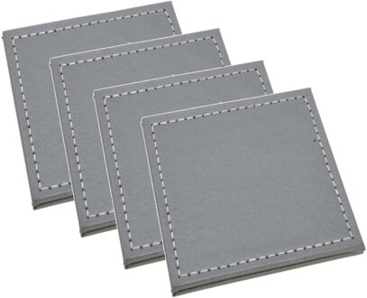 H&S Collection Onderzetters voor glazen - 8x - grijs - kunstleder - 10 x 10 cm - Glazenonderzetters