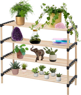 H&S Collection Opbergkastje/opbergrekje - 4-laags - Dennenhout - 76 x 28 x 59 cm