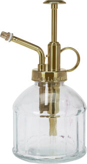 H&S Collection Plantenspuit - water vernevelaar - glas - transparant/goud - 16 cm - vintage look