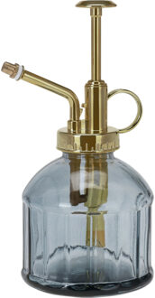 H&S Collection Plantenspuit - water vernevelaar - glas - zwart/goud - 16 cm - vintage look