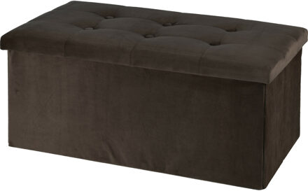 H&S Collection Poef/hocker/voetenbankje - opbergbox - bruin - polyester - 76 x 40 x 38 cm - Poefs