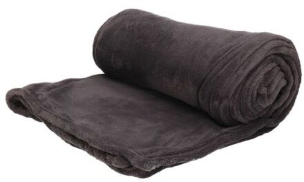 H&S Collection Polyester fleece deken/dekentje/plaid 125 x 150 cm zwart - Plaids