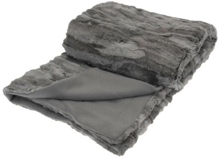 H&S Collection Polyester fleece deken/dekentje/plaid 130 x 150 cm titanium grijs - Plaids
