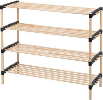 H&S Collection Schoenenrek - 4-laags - hout - 76 x 28 x 59 cm Bruin