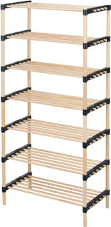 H&S Collection Schoenenrek/schoenenkast - 7-laags - Dennenhout - 56 x 28 x 110 cm