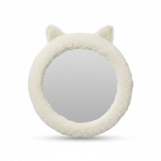 H&S Collection Spiegel Dier / Wandspiegel - rond - 31 cm - kinderkamer - wit - met oortjes