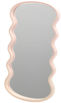 H&S Collection Spiegel / Wandspiegel - wave - roze - 55 x 30 cm - decoratief - golfvorm