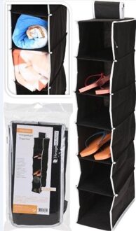 H&S Collection Storage Solutions Hangende kast organizer - zwart - met 6 vakken - 15 x 30 x 84 cm - Opbergmanden