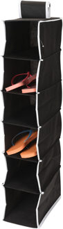 H&S Collection Storage Solutions Hangende kast organizer - zwart - met 6 vakken - 15 x 30 x 84 cm